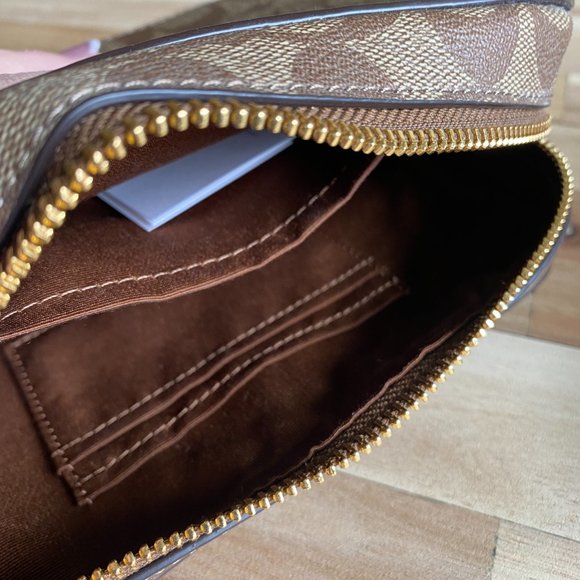 Coach Mini Camera Bag In Signature Canvas - Leather KHAKI BROWN SADDLE 2. - Picture 8 of 16